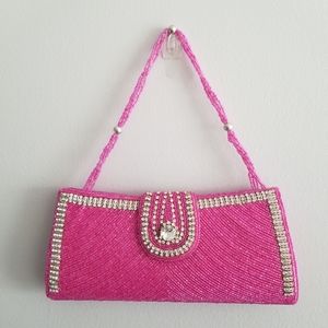 Beaded and Embellished Pink Hand bag